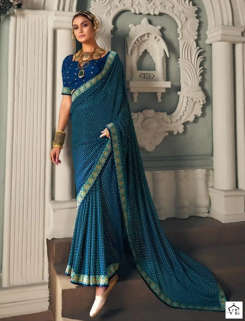 Shubh Shree Vatika Pure Georgette Wholesale Designer Sarees Catalog — Wholesale Sarees, MPA wholesale from Surat — view 6