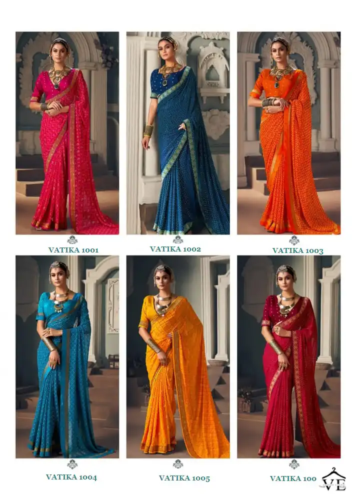 Shubh Shree Vatika Pure Georgette Wholesale Designer Sarees Catalog — Wholesale Sarees, MPA wholesale from Surat — view 7