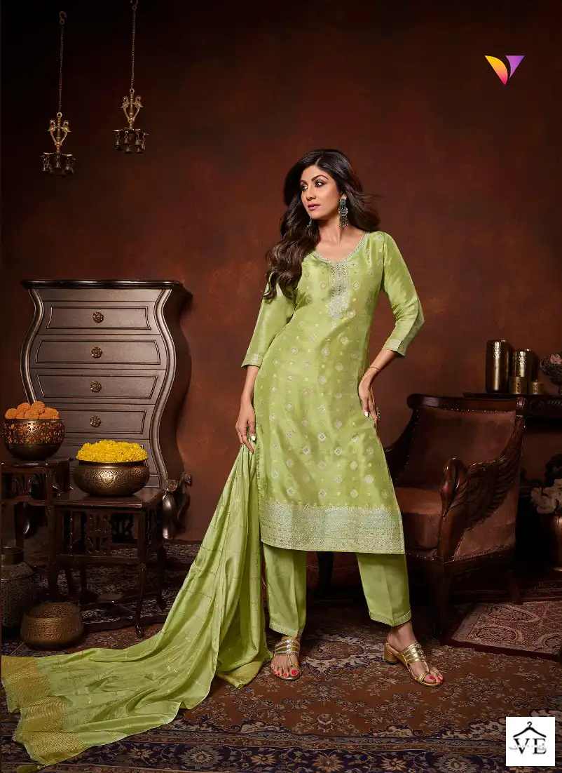 Vatsam Shilpa - 6 Pure Viscose Dola Jacquard Wholesale Readymade Suits Catalog — Wholesale Salwar Suits, MPA wholesale from Surat - Gallery Image 4