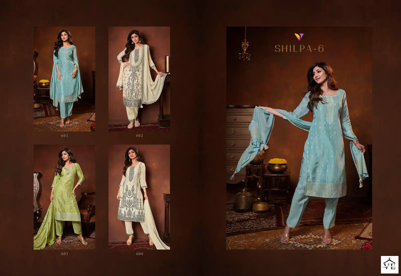 Vatsam Shilpa - 6 Pure Viscose Dola Jacquard Wholesale Readymade Suits Catalog — Wholesale Salwar Suits, MPA wholesale from Surat — view 5