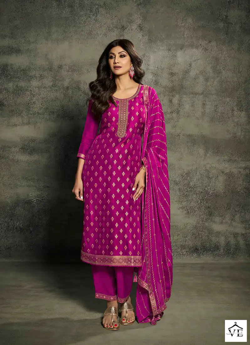 Viradi Vatsam Shilpa 8 Pure Viscose Dola Jacquard Wholesale Designer Readymade Salwar Suit Catalog — Wholesale Salwar Suits, MPA wholesale from Surat - Gallery Image 4