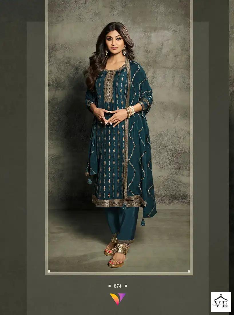 Viradi Vatsam Shilpa 8 Pure Viscose Dola Jacquard Wholesale Designer Readymade Salwar Suit Catalog — Wholesale Salwar Suits, MPA wholesale from Surat - Gallery Image 5