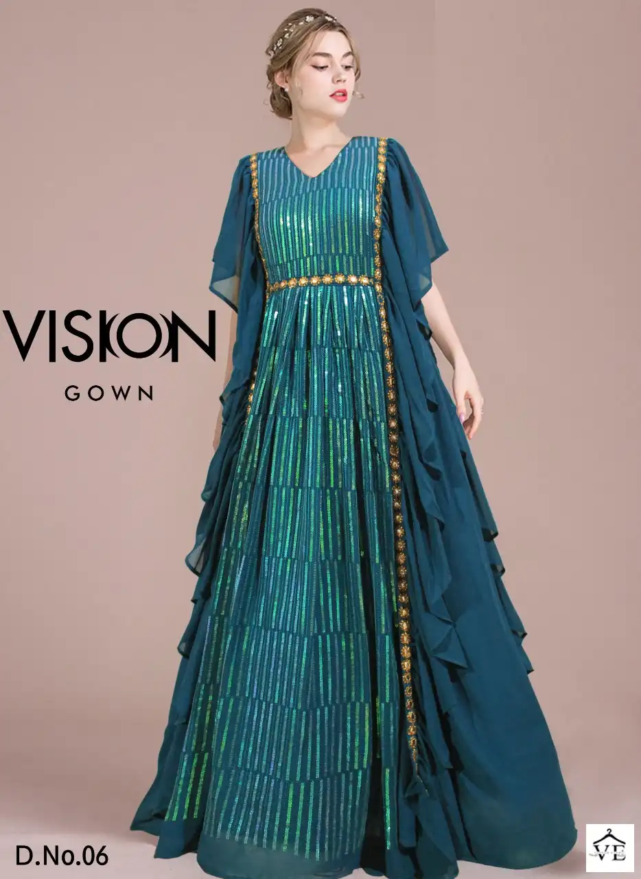 Vardan Ethnic Vision Gown Georgette Wholesale Designer Long Gowns Catalog — Wholesale Kurtis, MPA wholesale from Surat - Gallery Image 2