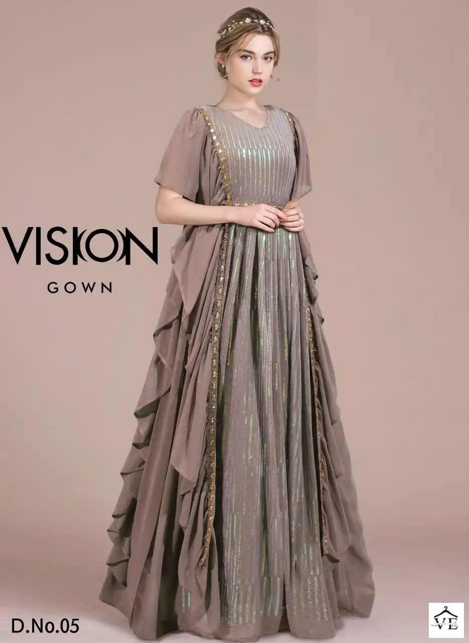 Vardan Ethnic Vision Gown Georgette Wholesale Designer Long Gowns Catalog — Wholesale Kurtis, MPA wholesale from Surat - Gallery Image 3