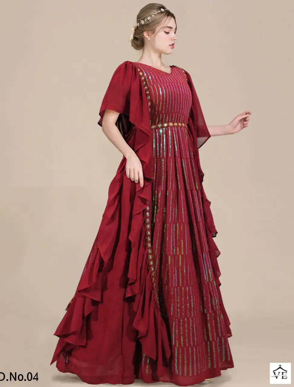 Vardan Ethnic Vision Gown Georgette Wholesale Designer Long Gowns Catalog — Wholesale Kurtis, MPA wholesale from Surat - Gallery Image 4