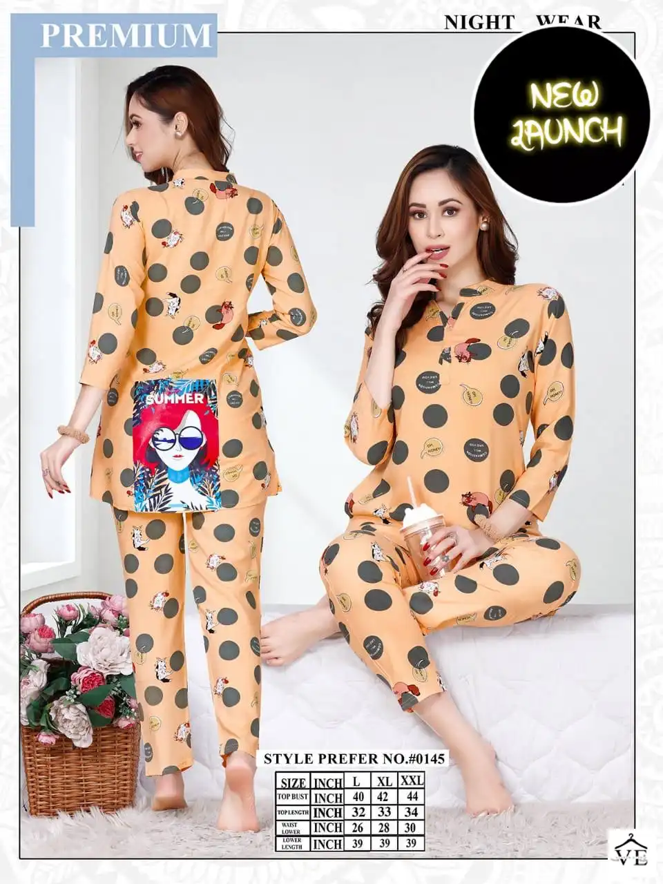 Summer Special Vol 0145 Rayon Wholesale Long Kurta With Pajama Set Night Wear Catalog — Wholesale, MPA wholesale from Surat - Gallery Image 3