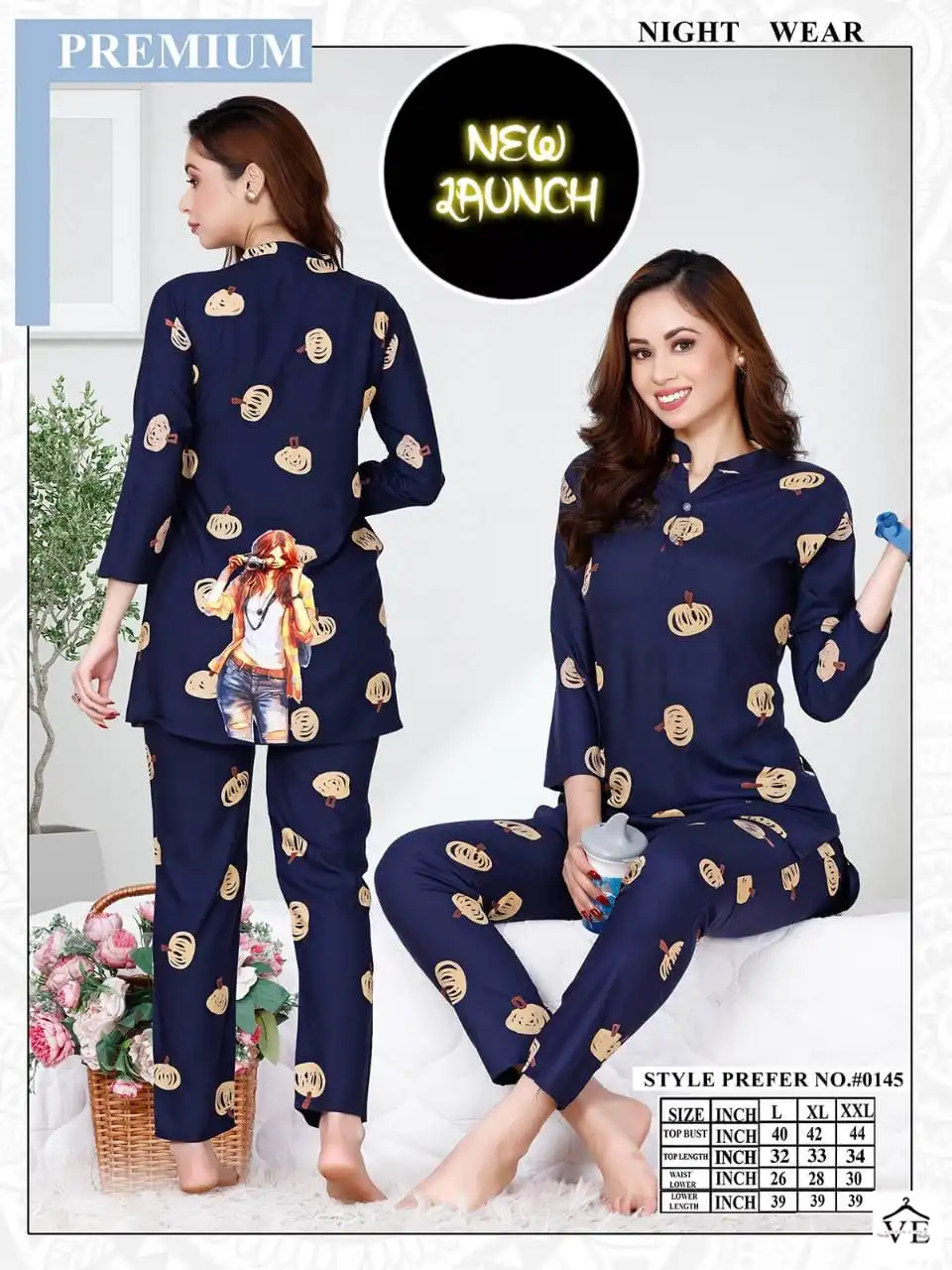 Summer Special Vol 0145 Rayon Wholesale Long Kurta With Pajama Set Night Wear Catalog — Wholesale, MPA wholesale from Surat - Gallery Image 5