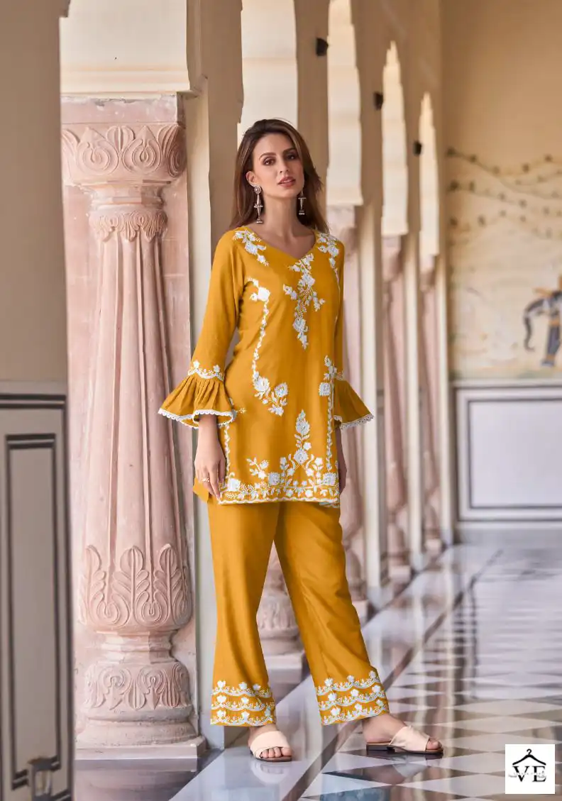 Vamika Nx Vintage Gold Heavy Rayon Wholesale Kurti With Pant Catalog — Wholesale Kurtis, MPA wholesale from Surat - Gallery Image 5
