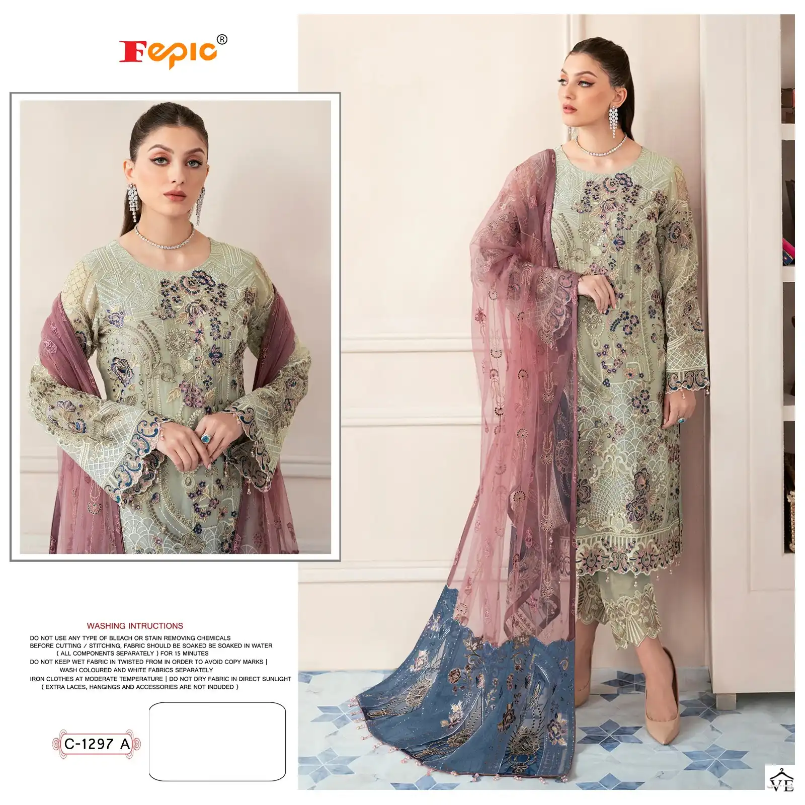 Fepic C-1297 Georgette Wholesale Pakistani Suit Catalog — Wholesale Salwar Suits, MPA wholesale from Surat - Gallery Image 3