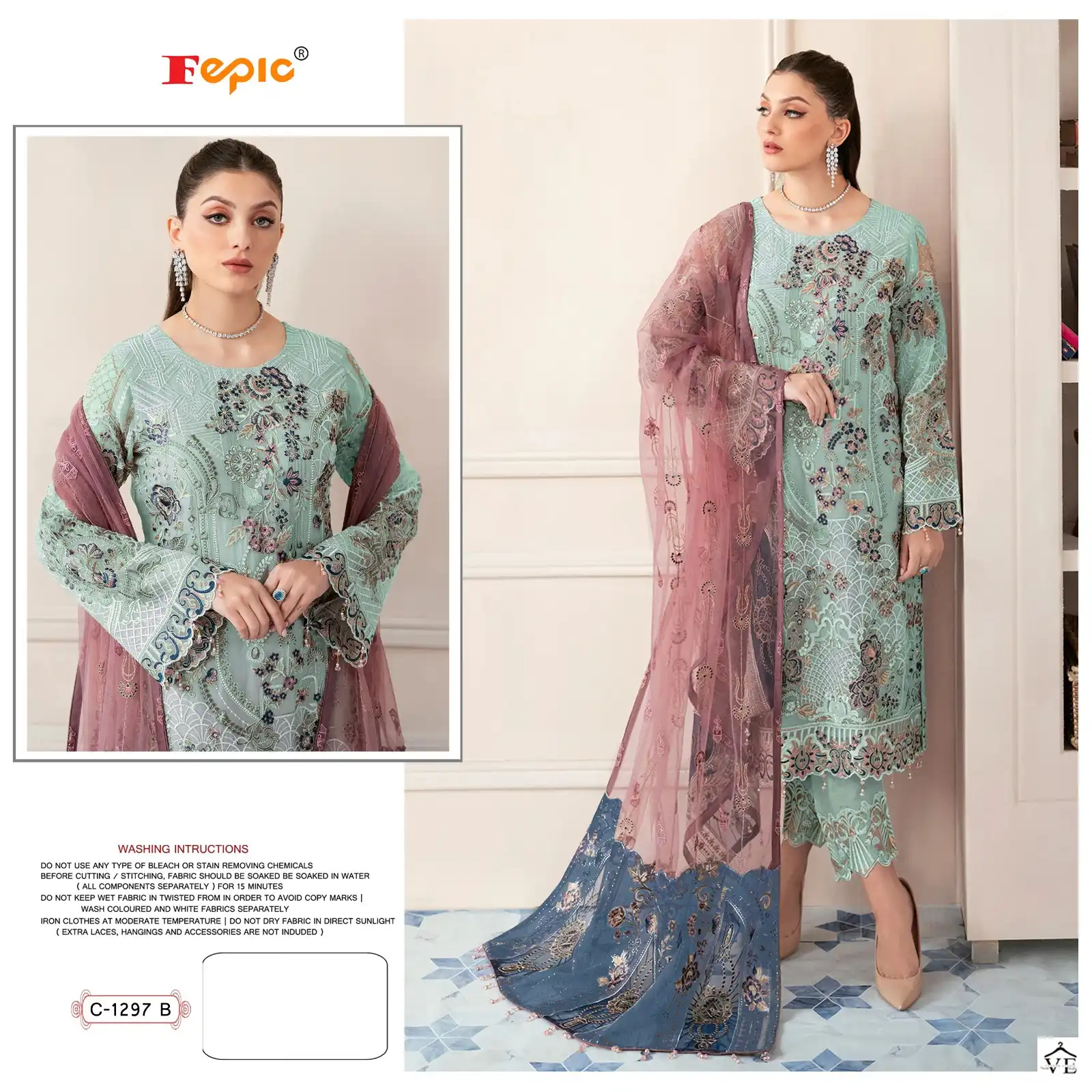 Fepic C-1297 Georgette Wholesale Pakistani Suit Catalog — Wholesale Salwar Suits, MPA wholesale from Surat - Gallery Image 2