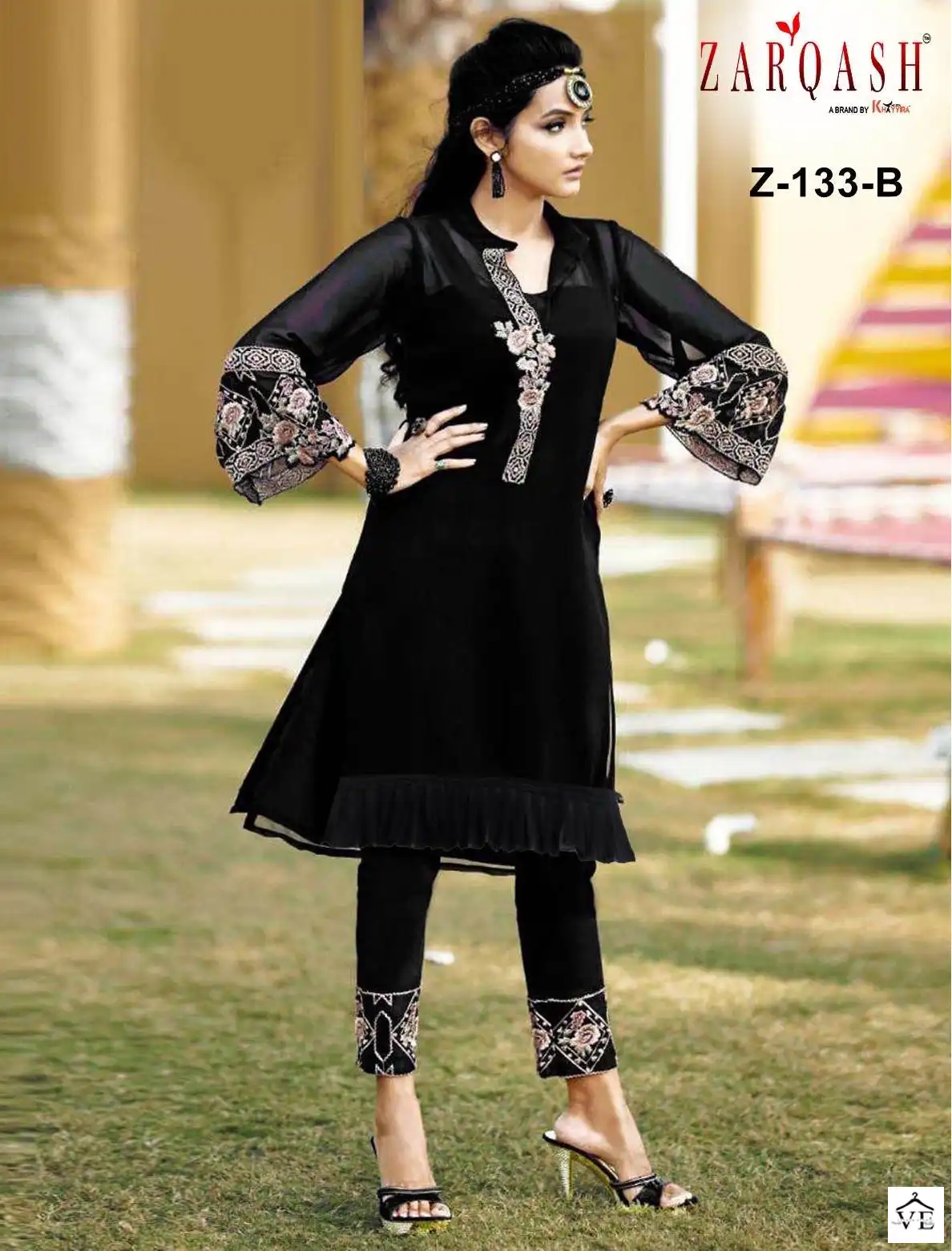Zarqash Z 133 Georgette Wholesale Designer Pakistani Readymade Kurti With Pant Catalog — Wholesale Kurti Pant Set, MPA wholesale from Surat — view 1