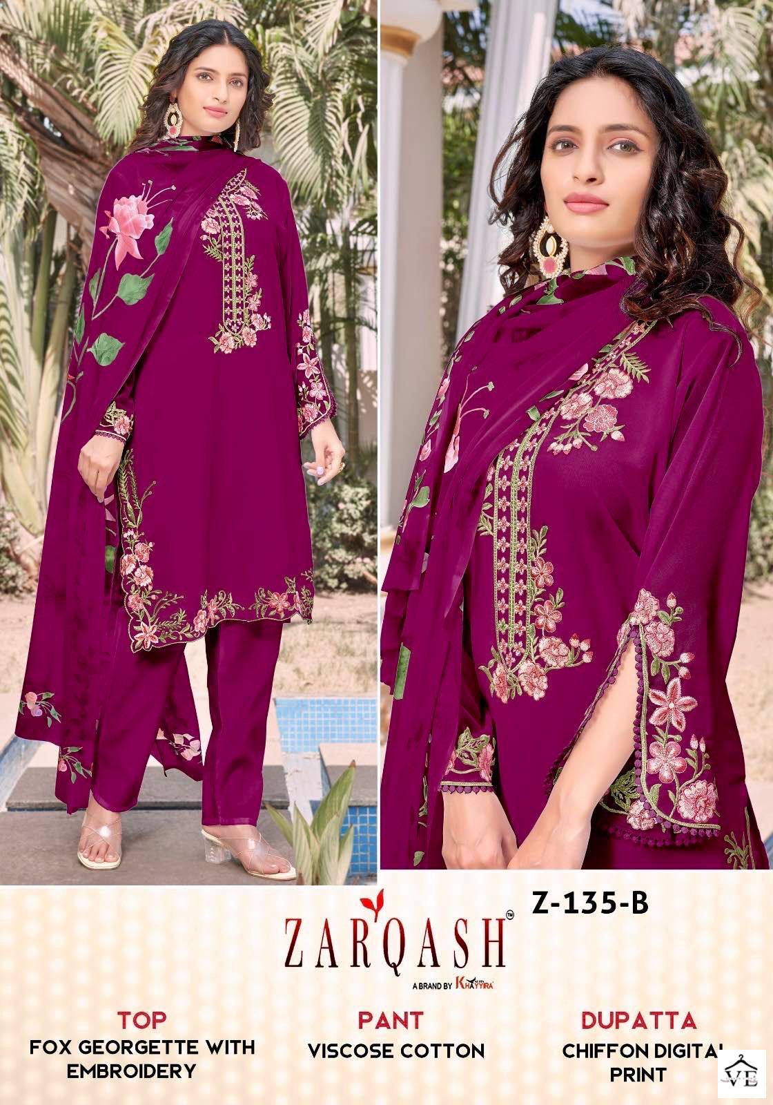 Zarqash Z 135 Faux Georgette Wholesale Readymade Suit Catalog — Wholesale Salwar Suits, MPA wholesale from Surat - Gallery Image 4