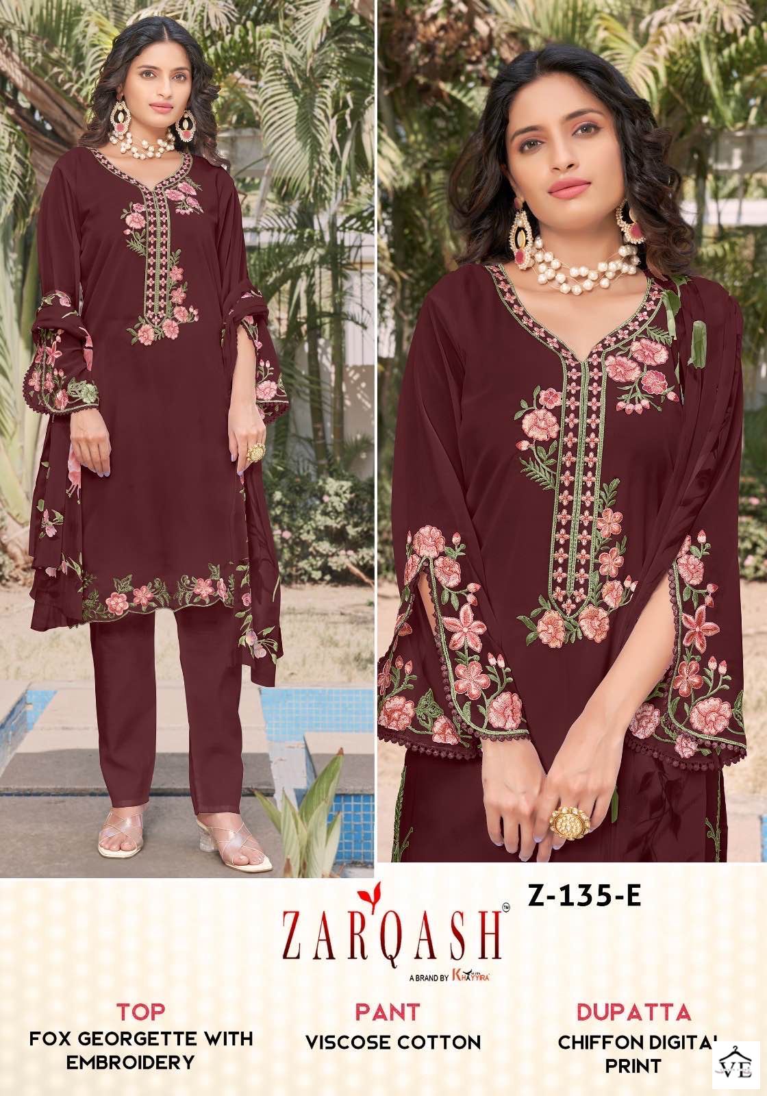 Zarqash Z 135 Faux Georgette Wholesale Readymade Suit Catalog — Wholesale Salwar Suits, MPA wholesale from Surat - Gallery Image 3