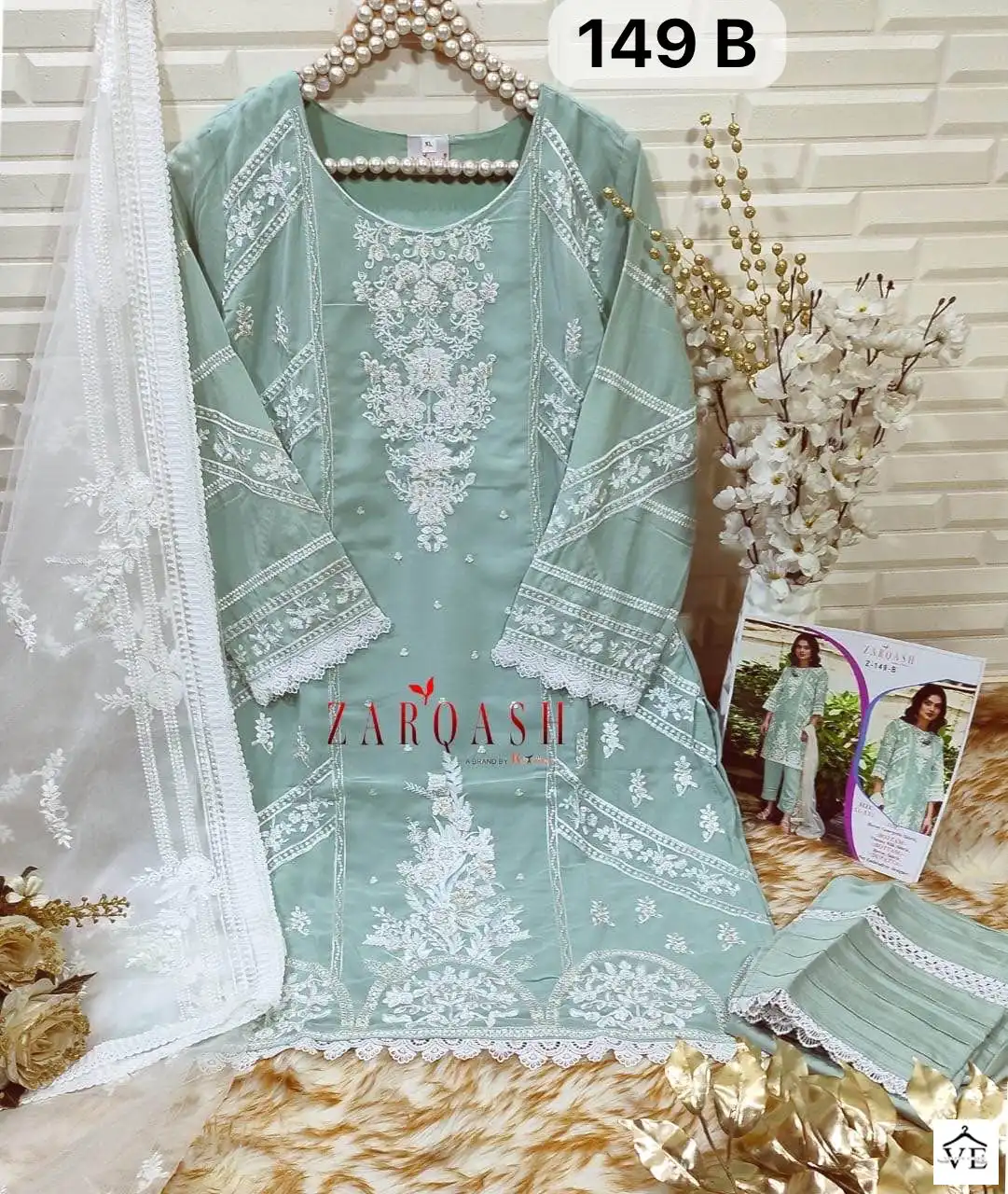 Zarqash Z 149 Georgette Wholesale Pakistani Readymade Salwar Suit Catalog — Wholesale Salwar Suits, MPA wholesale from Surat - Gallery Image 5
