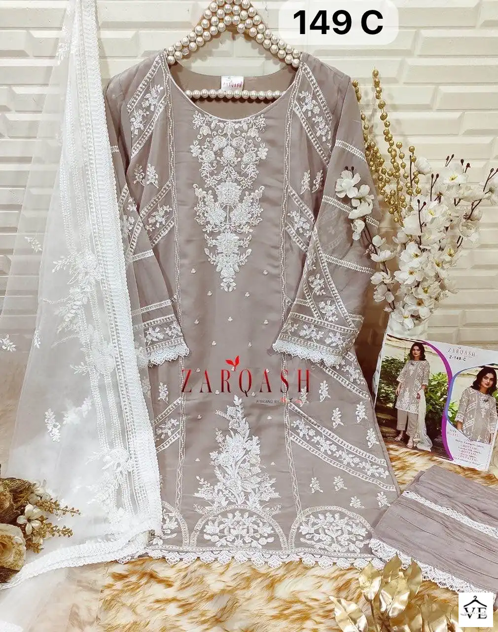Zarqash Z 149 Georgette Wholesale Pakistani Readymade Salwar Suit Catalog — Wholesale Salwar Suits, MPA wholesale from Surat - Gallery Image 6
