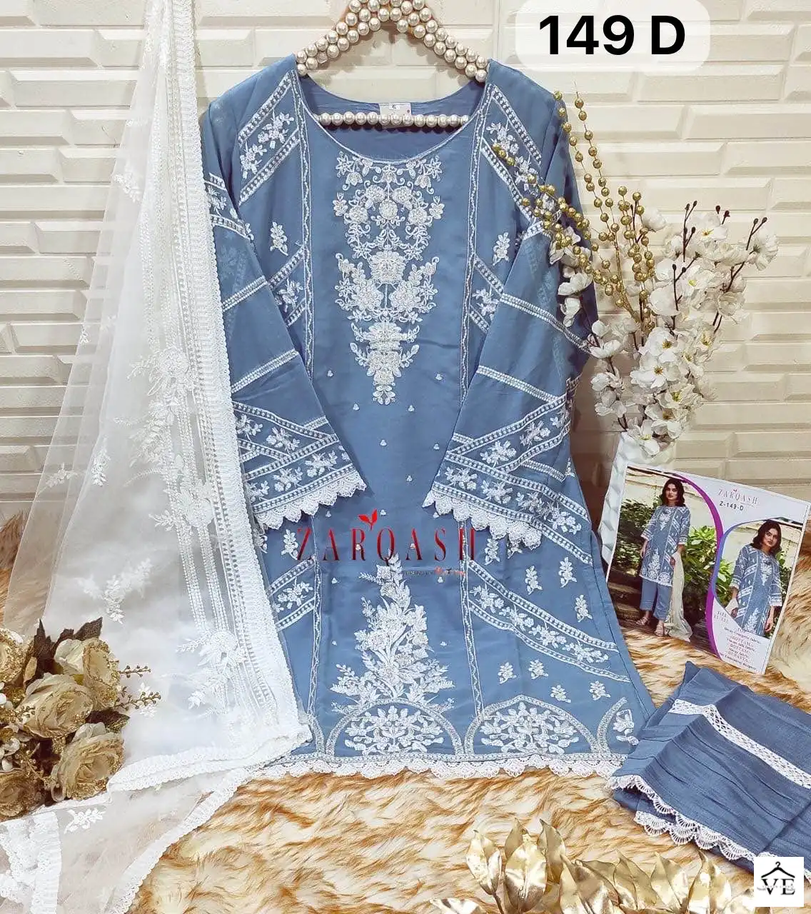 Zarqash Z 149 Georgette Wholesale Pakistani Readymade Salwar Suit Catalog — Wholesale Salwar Suits, MPA wholesale from Surat - Gallery Image 8