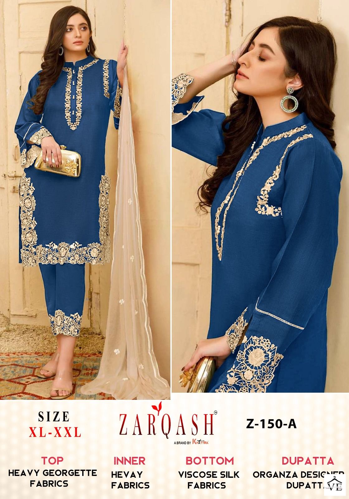 Zarqash Z 150 Heavy Georgette Wholesale Readymade Suit Catalog — Wholesale Salwar Suits, MPA wholesale from Surat - Gallery Image 3