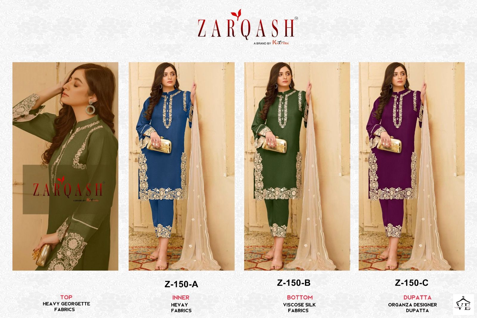 Zarqash Z 150 Heavy Georgette Wholesale Readymade Suit Catalog — Wholesale Salwar Suits, MPA wholesale from Surat — view 4