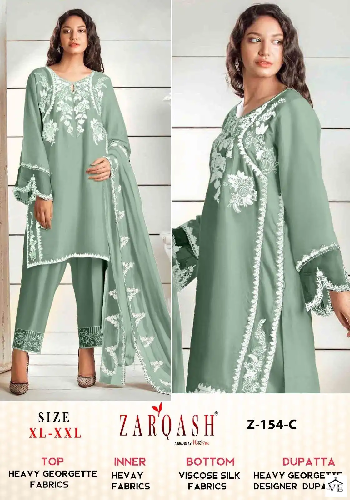 Zarqash Z 154 Georgette Wholesale Pakistani Readymade Salwar Suit Catalog — Wholesale Salwar Suits, MPA wholesale from Surat - Gallery Image 7