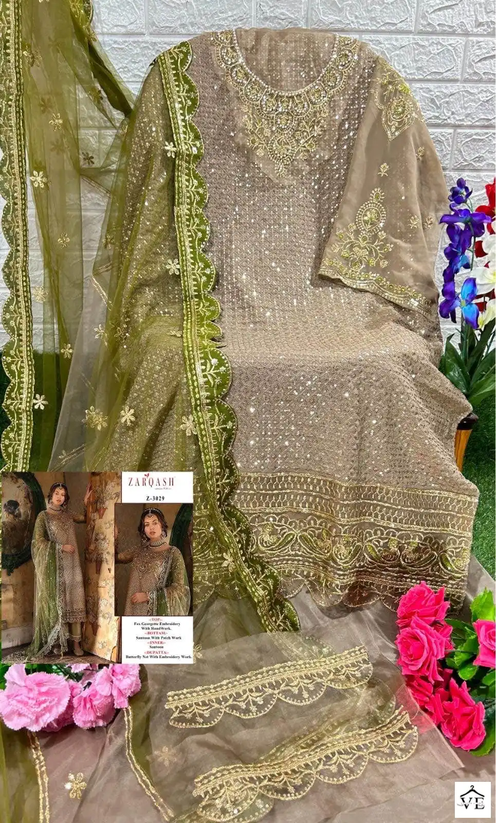 Zarqash Z 3029 Georgette Wholesale Designer Pakistani Salwar Suit Catalog — Wholesale Salwar Suits, MPA wholesale from Surat — view 3