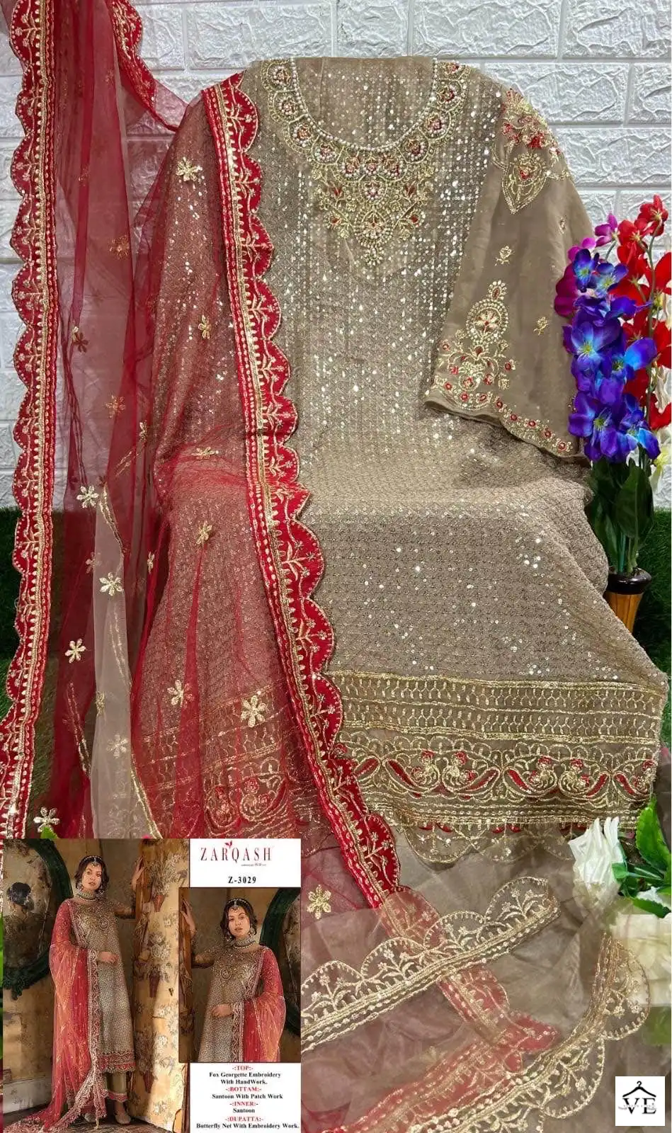 Zarqash Z 3029 Georgette Wholesale Designer Pakistani Salwar Suit Catalog — Wholesale Salwar Suits, MPA wholesale from Surat — view 4