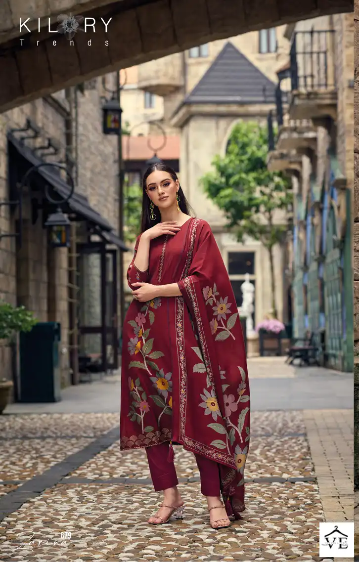 Kilory Trendz Zarina Pure Viscose Muslin Wholesale Salwar Suit Catalog — Wholesale Salwar Suits, MPA wholesale from Surat — view 3