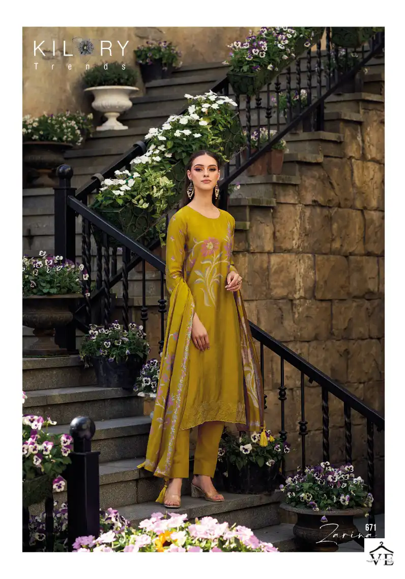Kilory Trendz Zarina Pure Viscose Muslin Wholesale Salwar Suit Catalog — Wholesale Salwar Suits, MPA wholesale from Surat — view 4