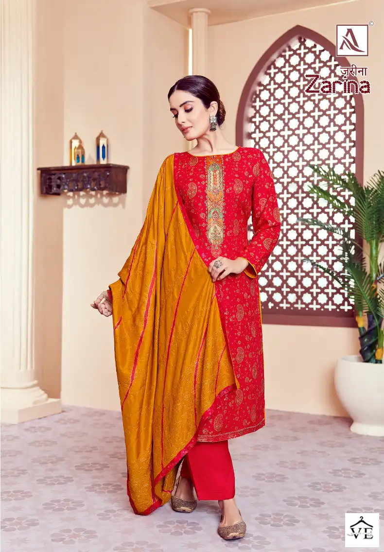 Alok Suits Zarina Pure Viscose Rayon Wholesale Salwar Suit Catalog — Wholesale Salwar Suits, MPA wholesale from Surat - Gallery Image 4