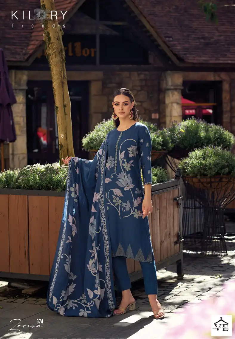 Kilory Trendz Zarina Pure Viscose Muslin Wholesale Salwar Suit Catalog — Wholesale Salwar Suits, MPA wholesale from Surat — view 6