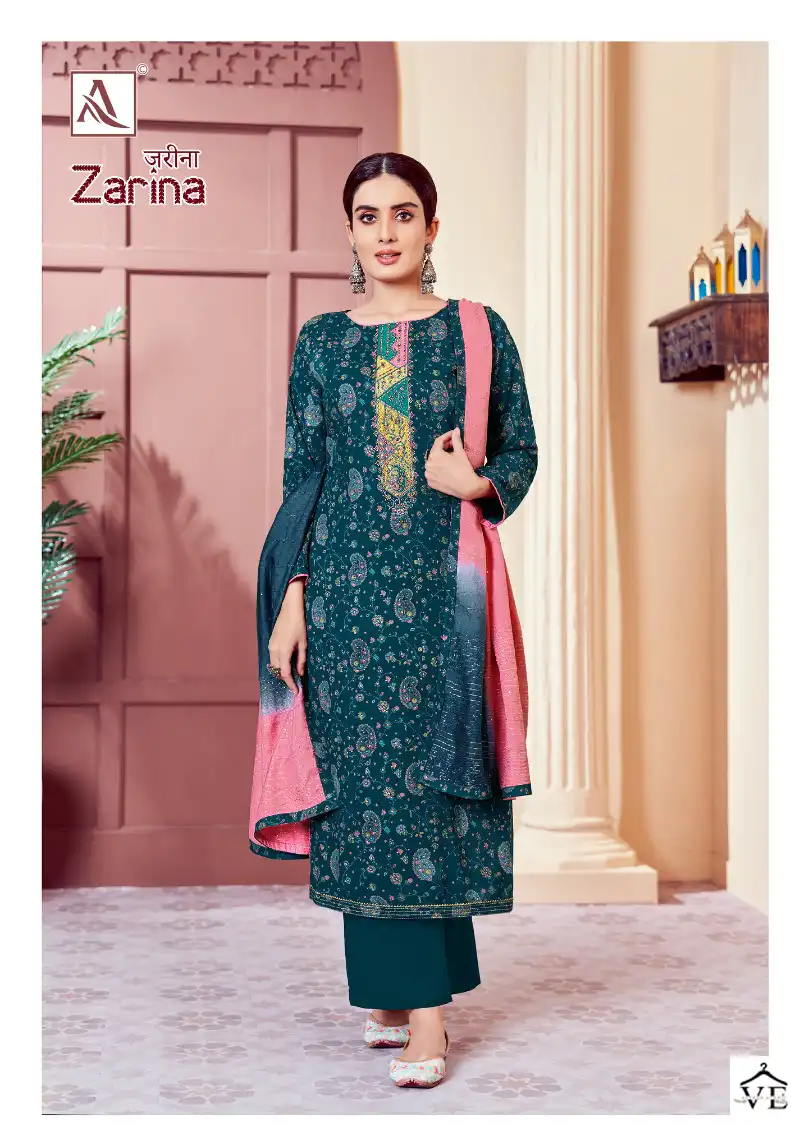 Alok Suits Zarina Pure Viscose Rayon Wholesale Salwar Suit Catalog — Wholesale Salwar Suits, MPA wholesale from Surat - Gallery Image 6
