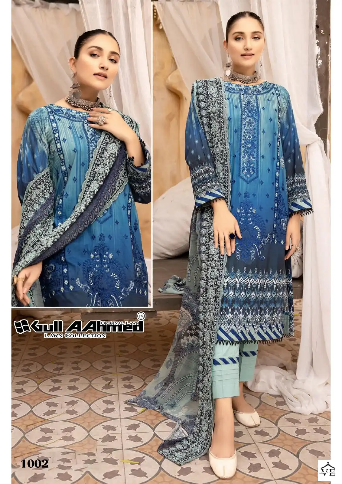 Gull Aahmed Zarqash Embroidered Lawn Collection Lawn Cotton Wholesale Pakistani Salwar Suit Catalog — Wholesale Salwar Suits, MPA wholesale from Surat - Gallery Image 2