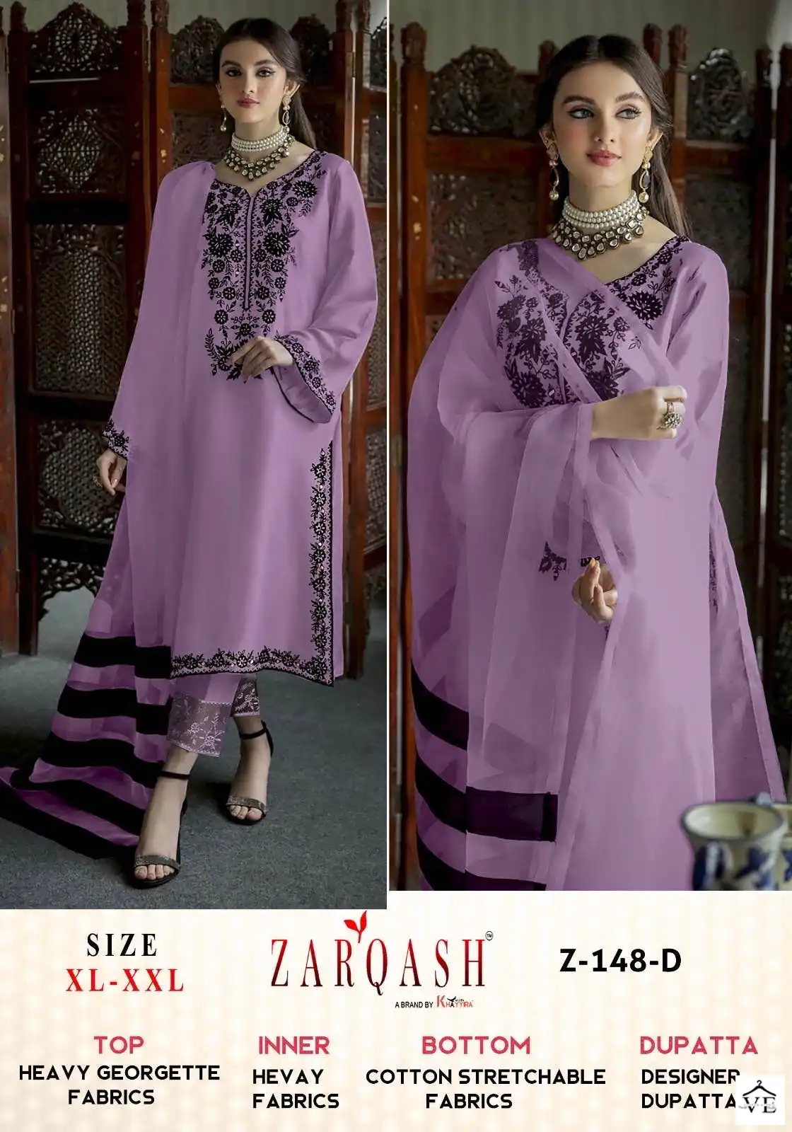 Zarqash Z 148 Georgette Wholesale Designer Pakistani Readymade Salwar Suit Catalog — Wholesale Salwar Suits, MPA wholesale from Surat — view 10