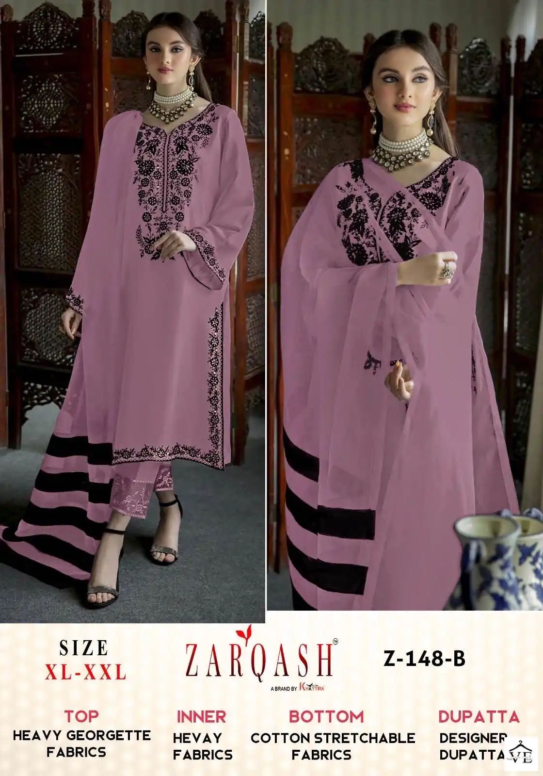 Zarqash Z 148 Georgette Wholesale Designer Pakistani Readymade Salwar Suit Catalog — Wholesale Salwar Suits, MPA wholesale from Surat — view 4