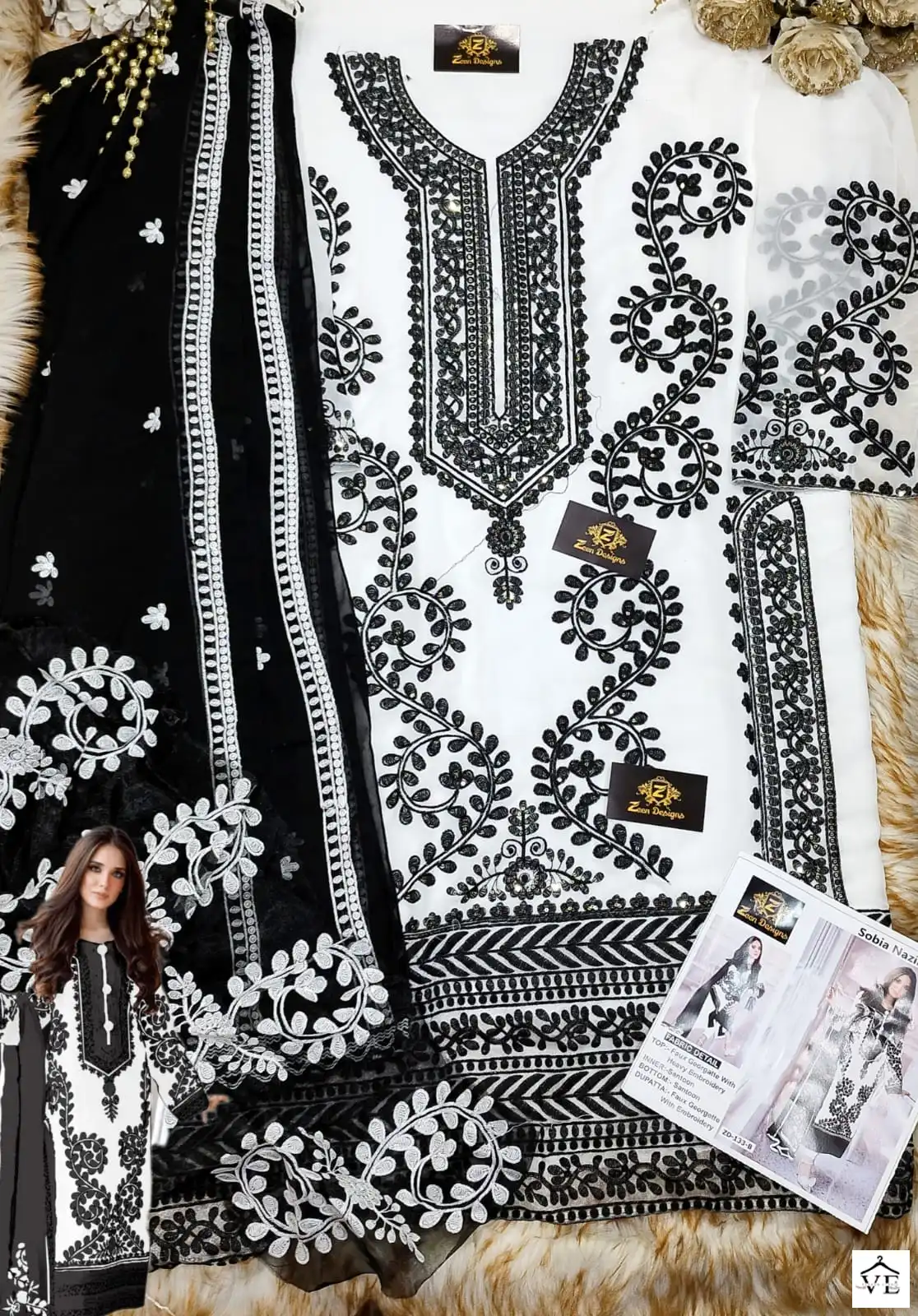 Zeen Design ZD-133 Faux Georgette Wholesale Pakistani Suit Catalog — Wholesale Salwar Suits, MPA wholesale from Surat - Gallery Image 8