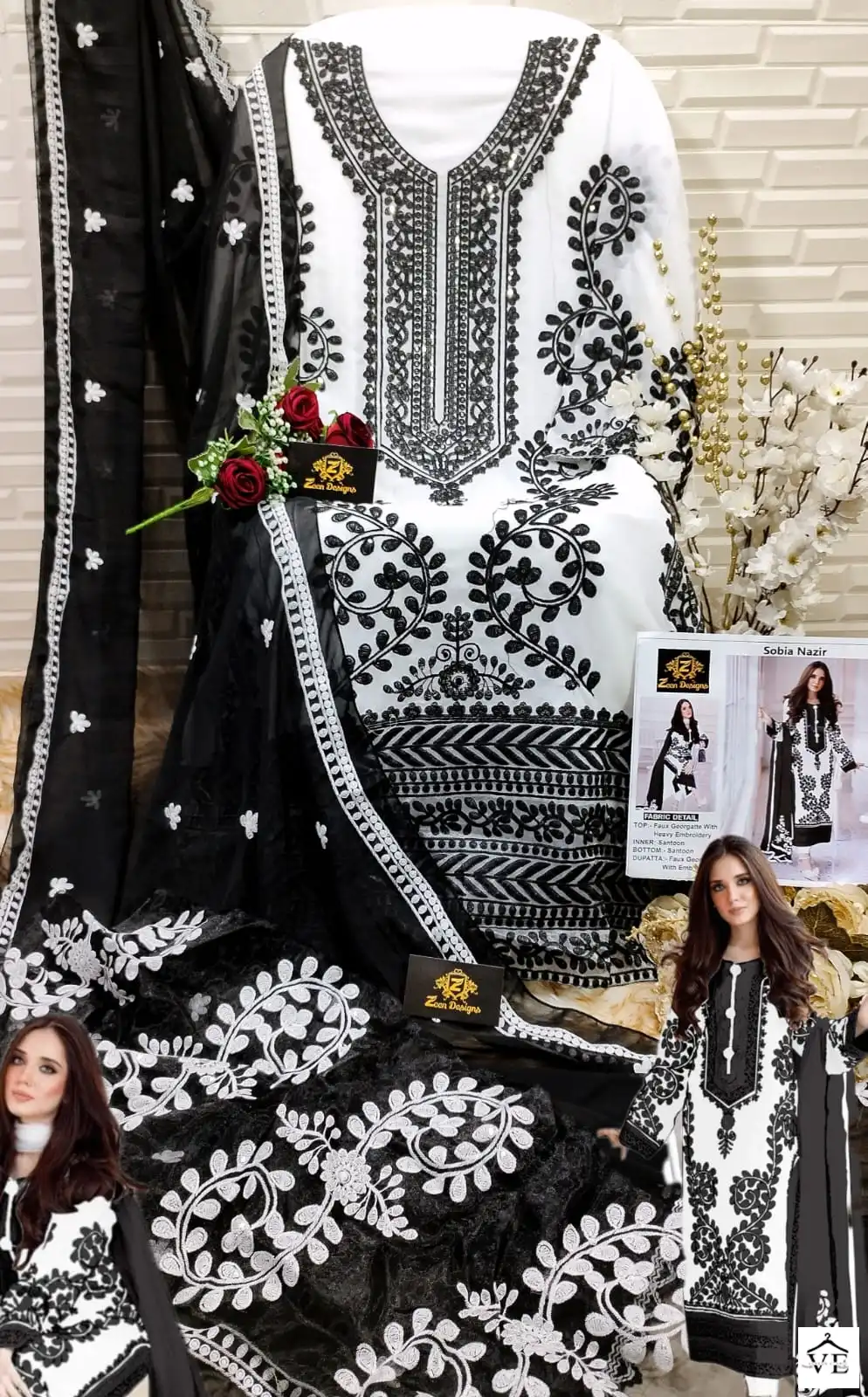 Zeen Design ZD-133 Faux Georgette Wholesale Pakistani Suit Catalog — Wholesale Salwar Suits, MPA wholesale from Surat - Gallery Image 2