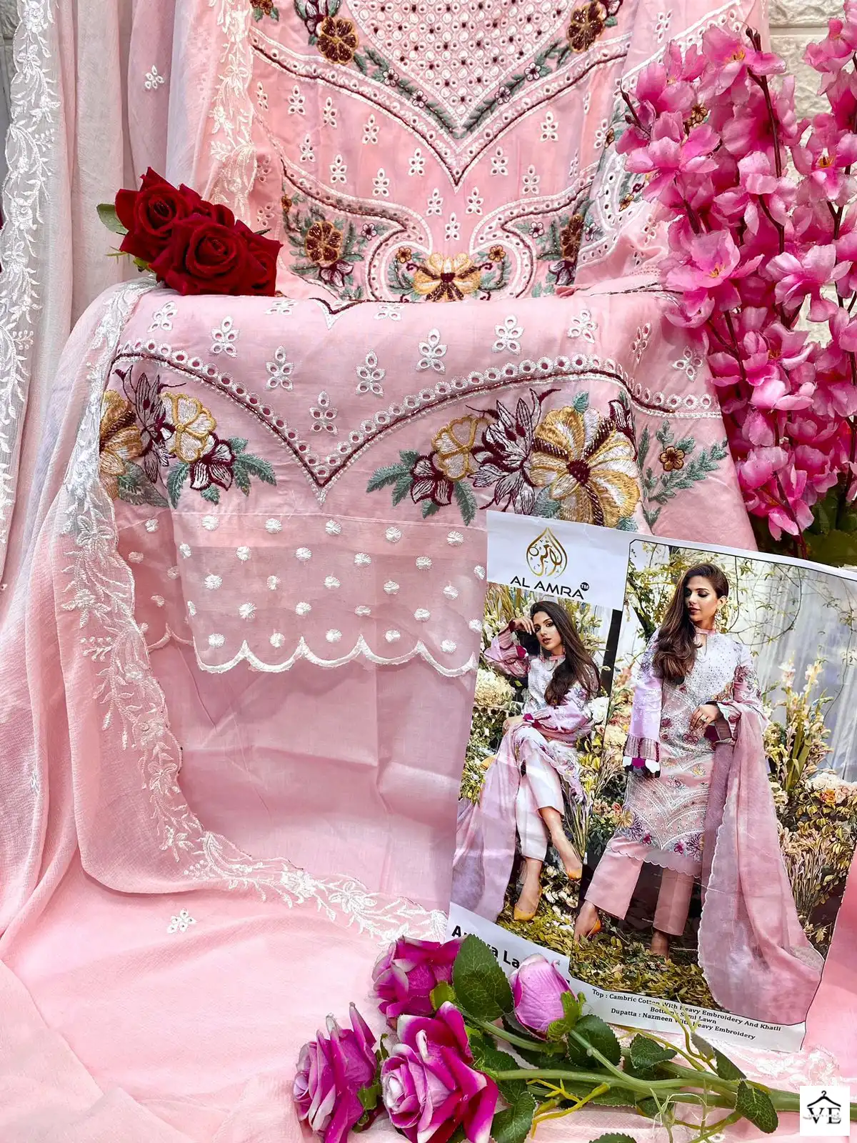 Al Amra ZF Anaya Lawn 64 Cambric Cotton Wholesale Pakistani Suit — Wholesale Salwar Suits, MPA wholesale from Surat — view 4