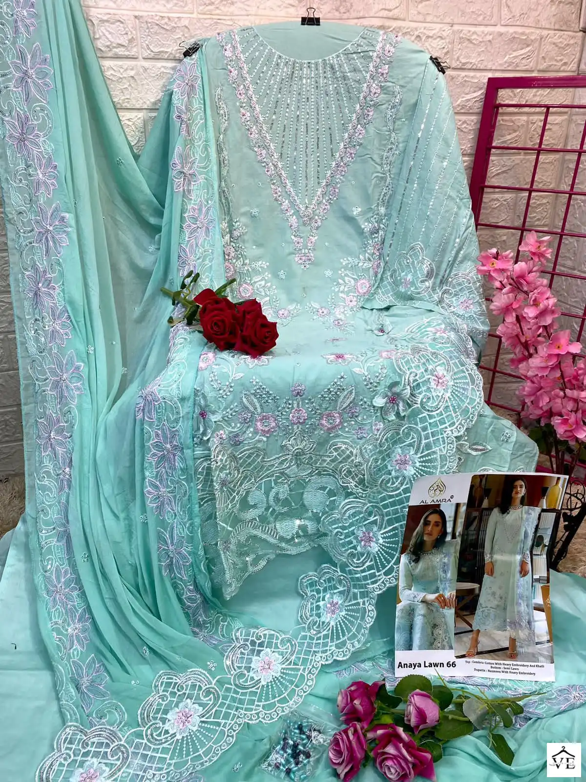 Al Amra ZF Anaya Lawn 68 Cambric Cotton Wholesale Pakistani Salwar Suit — Wholesale Salwar Suits, MPA wholesale from Surat - Gallery Image 2