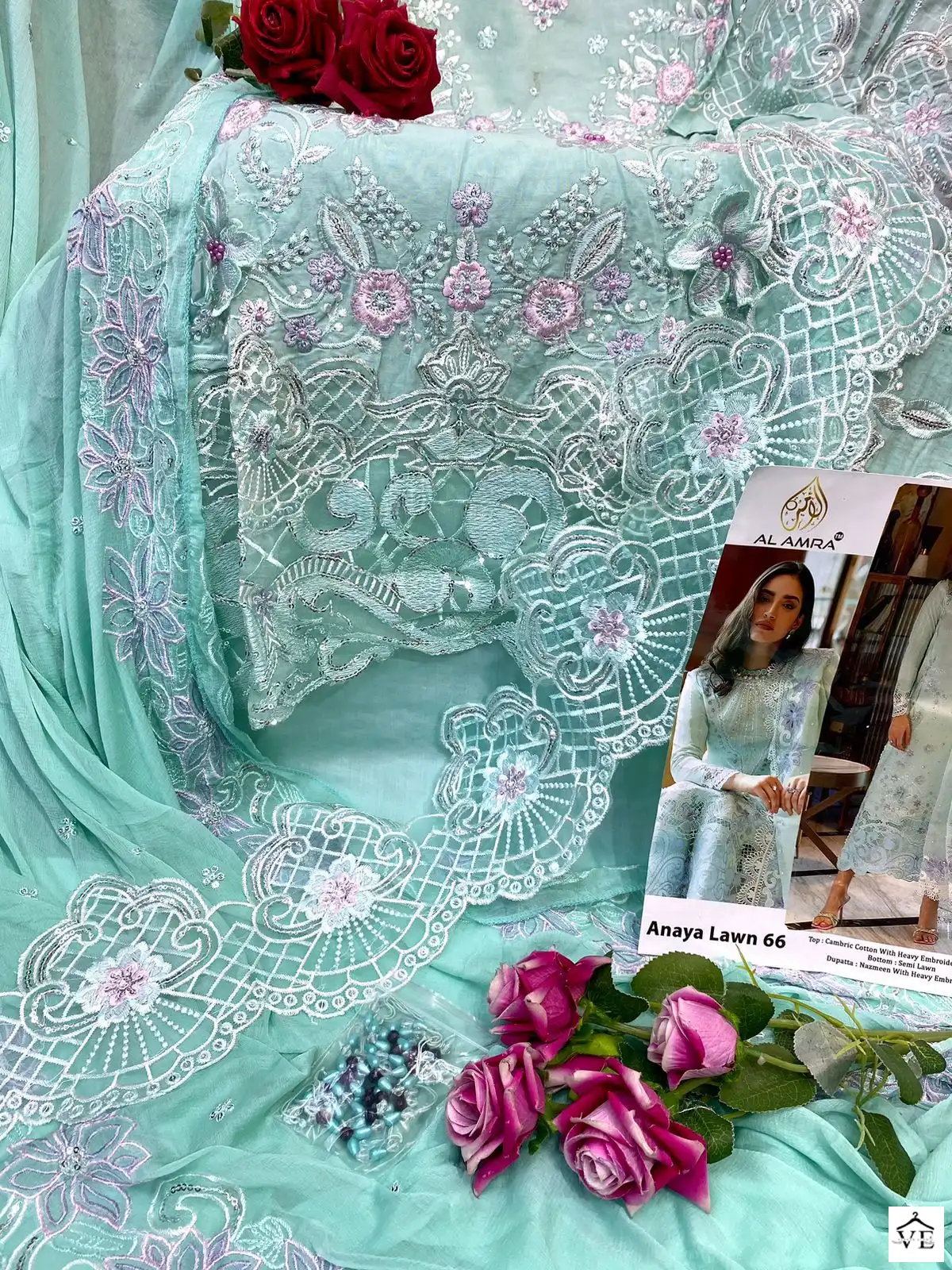 Al Amra ZF Anaya Lawn 68 Cambric Cotton Wholesale Pakistani Salwar Suit — Wholesale Salwar Suits, MPA wholesale from Surat - Gallery Image 3