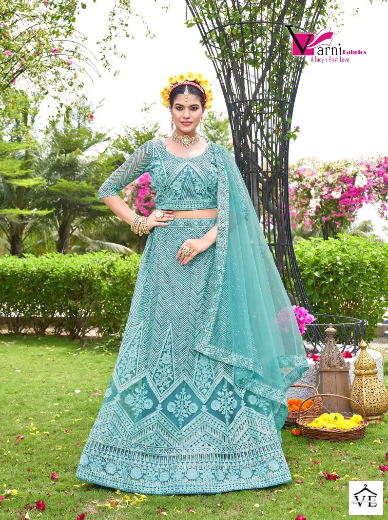 Varni Zeeya- Sakhi Net Wholesale Lehenga Choli Catalog — Wholesale Lehenga, MPA wholesale from Surat - Gallery Image 2