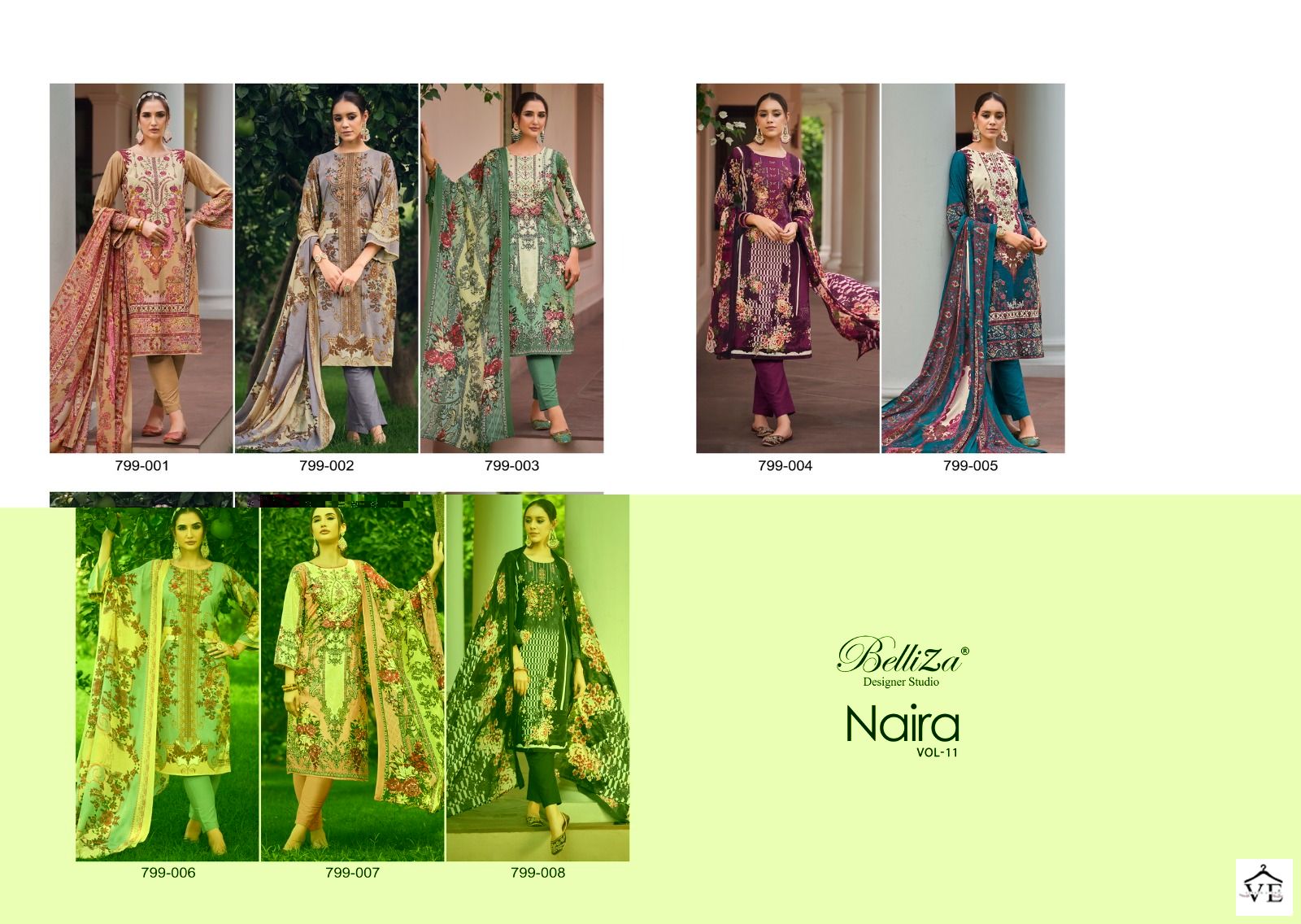 Belliza Naira Vol 11 100% Pure Cotton Wholesale Salwar Suit Catalog — Wholesale Salwar Suits, Belliza Designer wholesale from Surat — view 9
