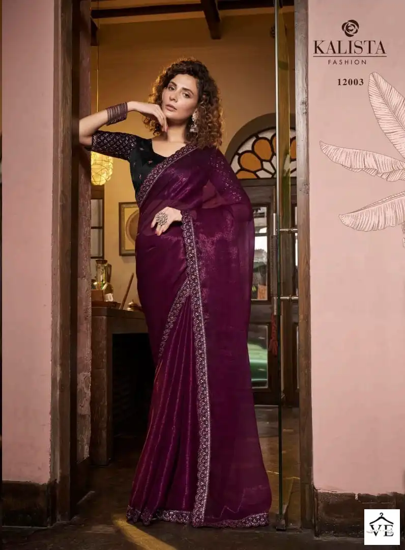 Kalista Kesha Sitara Blooming Chiffon Wholesale Saree Catalog - Image 2