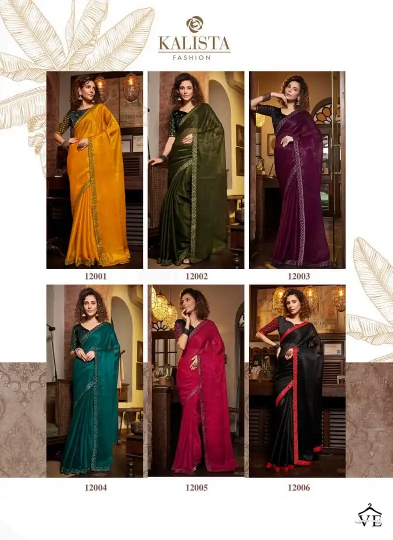 Kalista Kesha Sitara Blooming Chiffon Wholesale Saree Catalog - Image 7