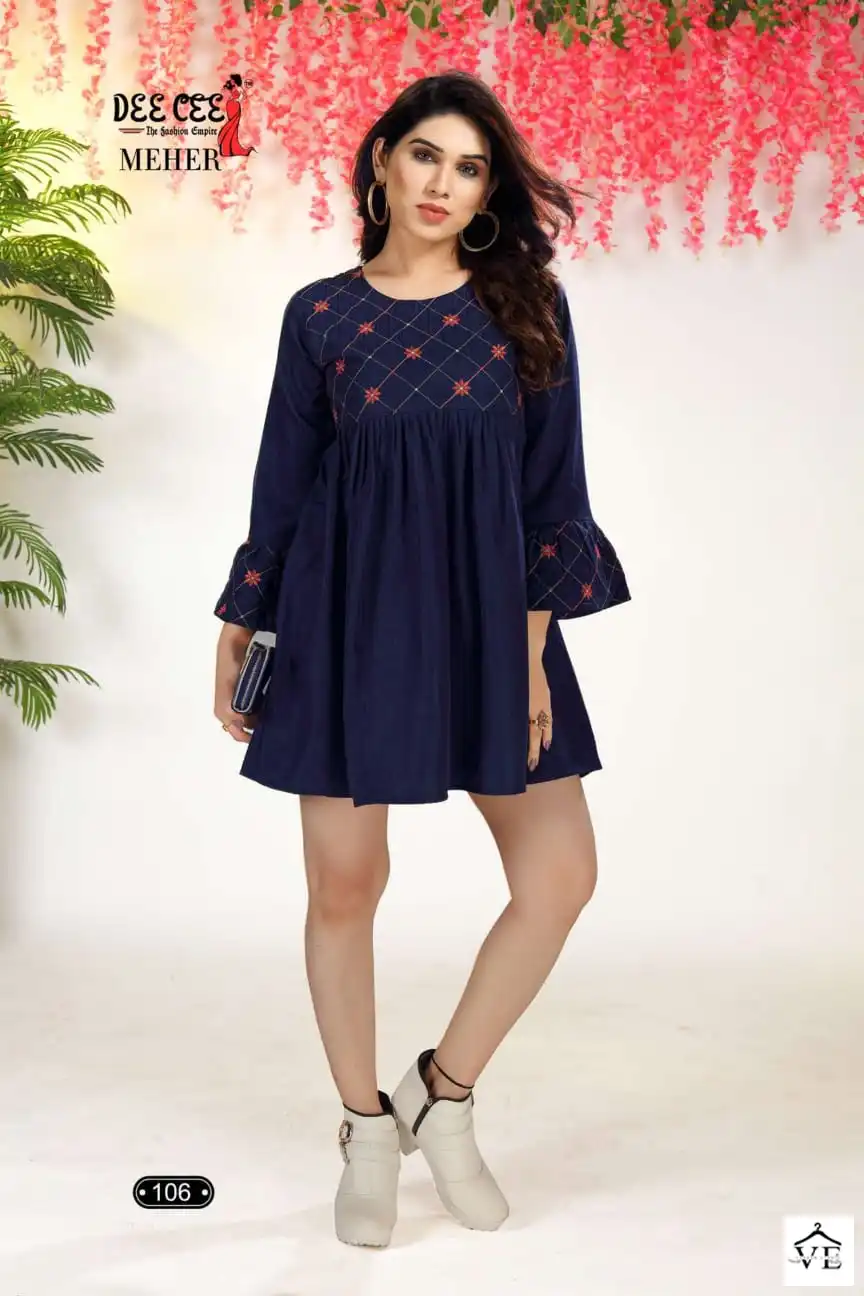 Deecee Meher Heavy Doby Fancy Wholesale Short Top Frock Style Catalog — Wholesale Kurtis, MPA wholesale from Surat - Gallery Image 3