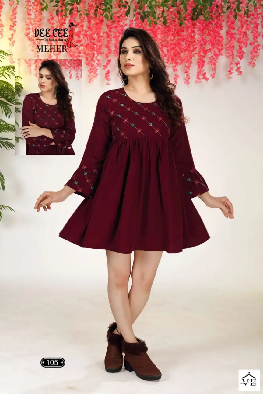 Deecee Meher Heavy Doby Fancy Wholesale Short Top Frock Style Catalog — Wholesale Kurtis, MPA wholesale from Surat - Gallery Image 4