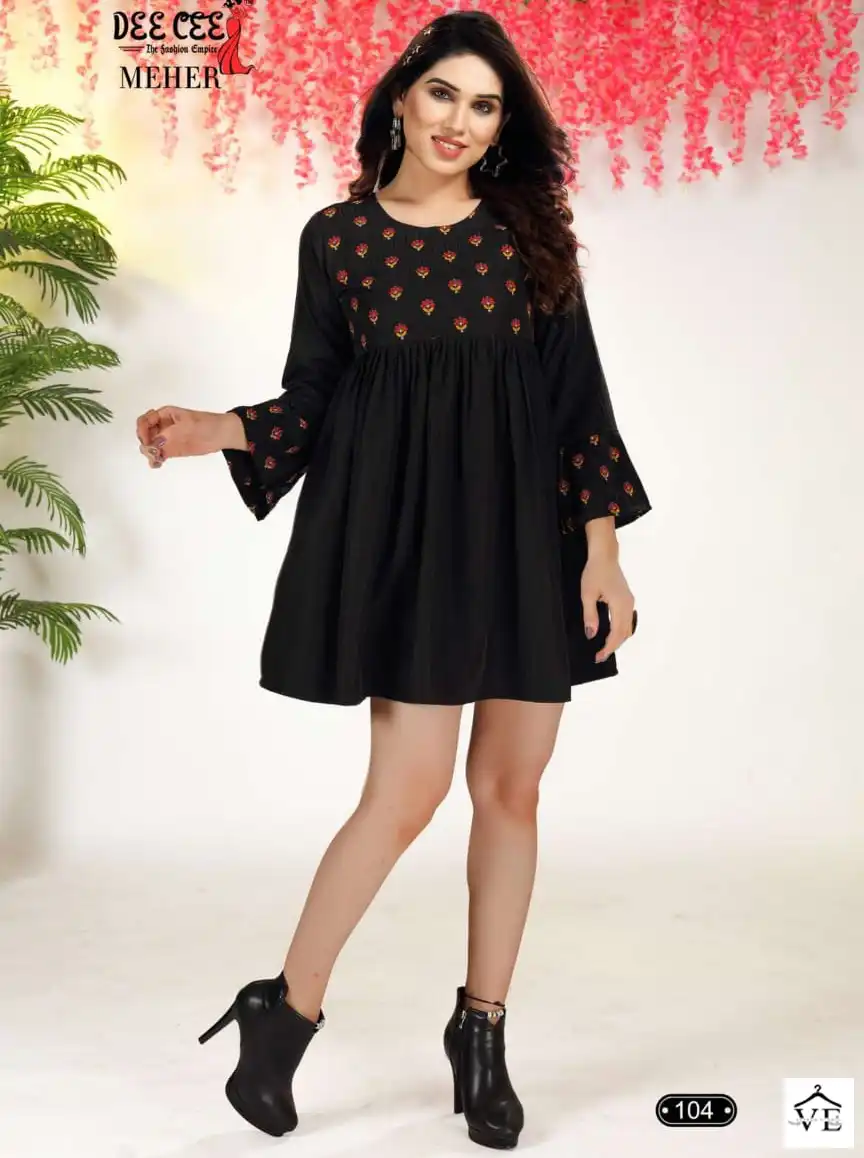 Deecee Meher Heavy Doby Fancy Wholesale Short Top Frock Style Catalog — Wholesale Kurtis, MPA wholesale from Surat — view 1