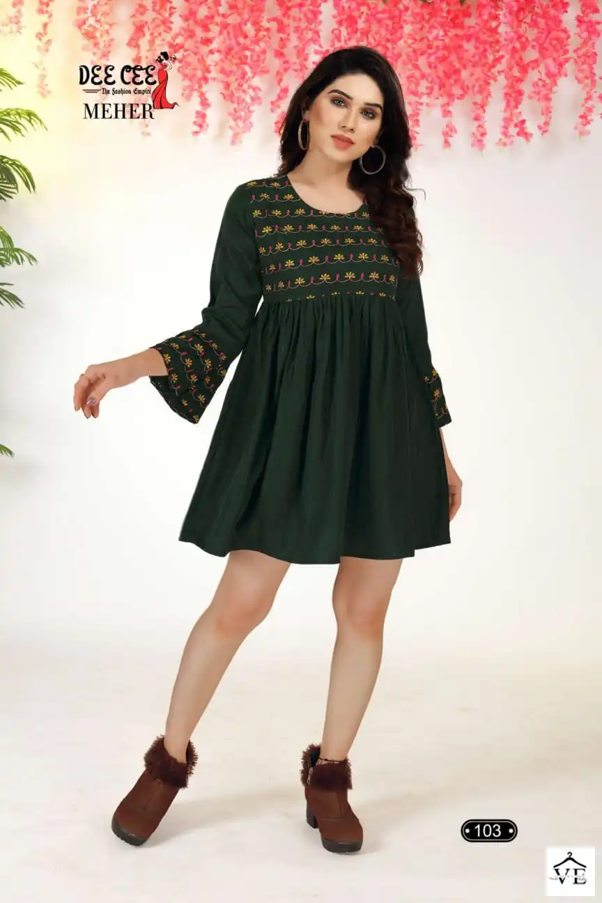 Deecee Meher Heavy Doby Fancy Wholesale Short Top Frock Style Catalog — Wholesale Kurtis, MPA wholesale from Surat - Gallery Image 5