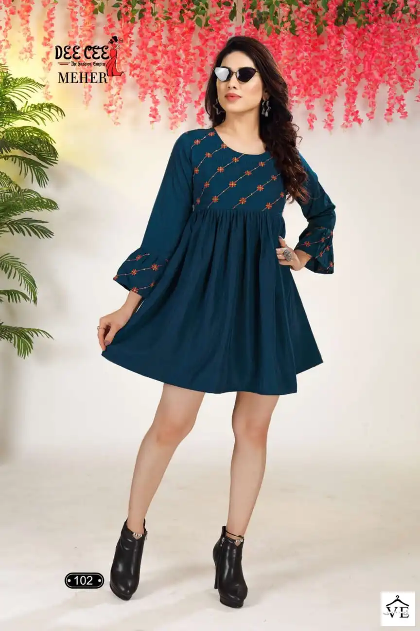Deecee Meher Heavy Doby Fancy Wholesale Short Top Frock Style Catalog — Wholesale Kurtis, MPA wholesale from Surat - Gallery Image 6