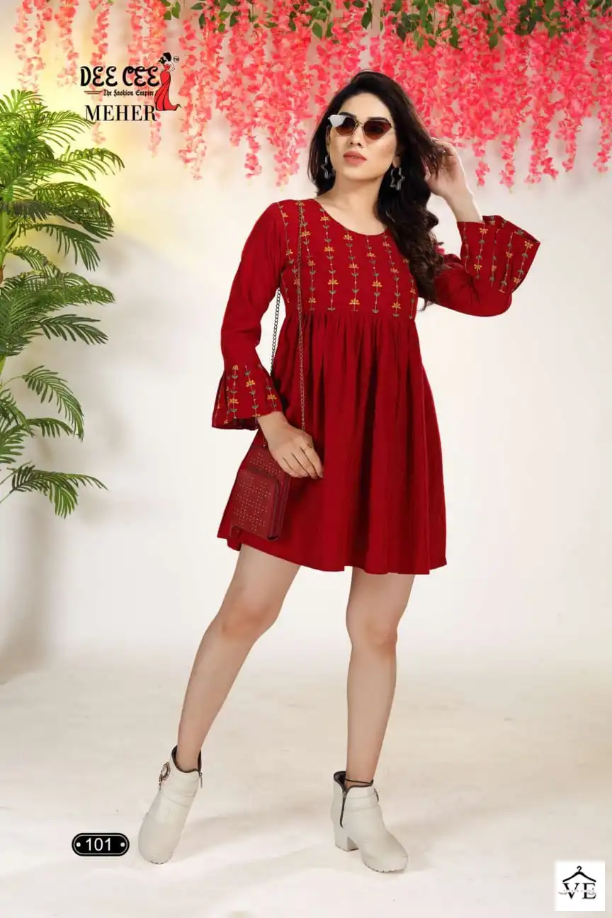 Deecee Meher Heavy Doby Fancy Wholesale Short Top Frock Style Catalog — Wholesale Kurtis, MPA wholesale from Surat - Gallery Image 2