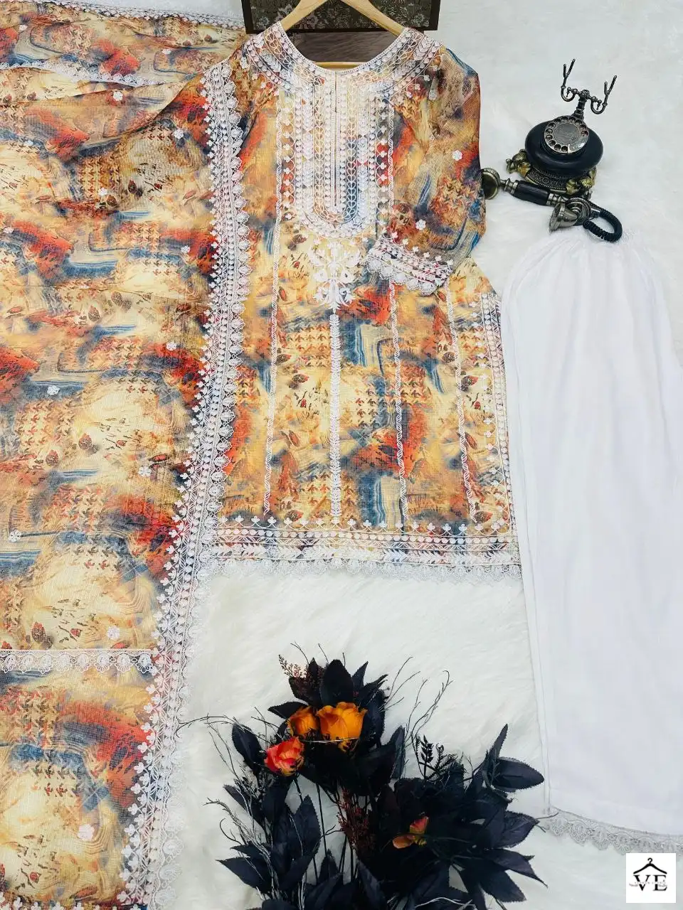 VE 10063 Khadi Cotton Wholesale Readymade Pakistani Suit — Wholesale Salwar Suits, MPA wholesale from Surat — view 3