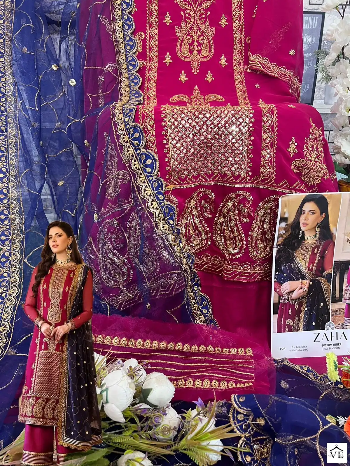 Zaha 10207 Georgette Wholesale Pakistani Suit — Wholesale Salwar Suits, MPA wholesale from Surat - Gallery Image 2